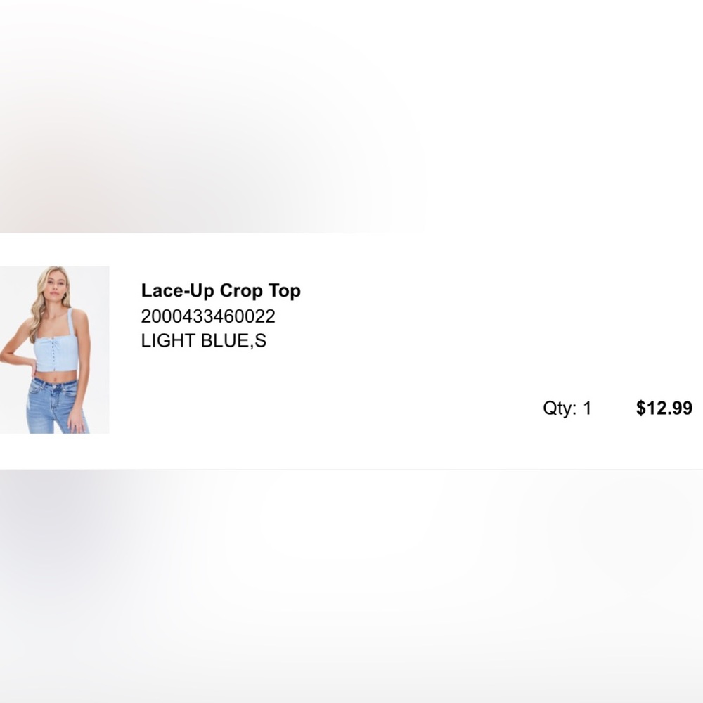 Brand new light baby blue crop top with tags.